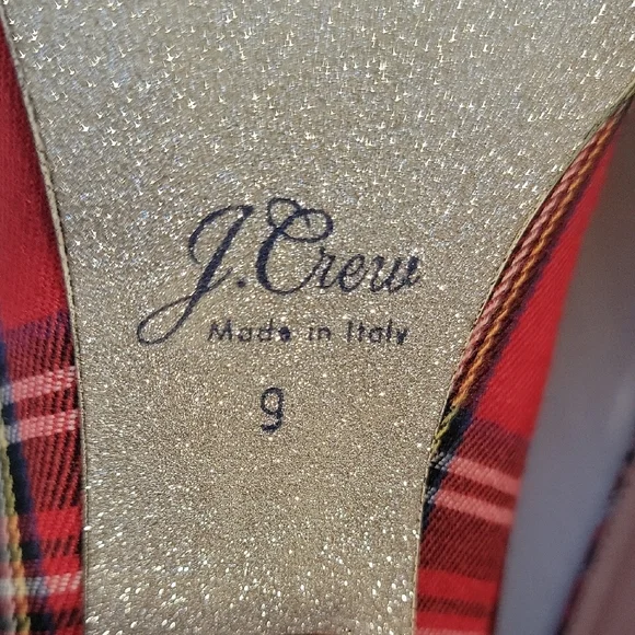 J. Crew Red and Black Stewart Tartan Plaid Heels - Picture 7 of 8